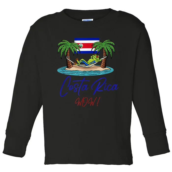 Costa Rica Wow Costa Rican Flag Toddler Long Sleeve Shirt