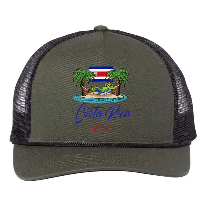 Costa Rica Wow Costa Rican Flag Retro Rope Trucker Hat Cap