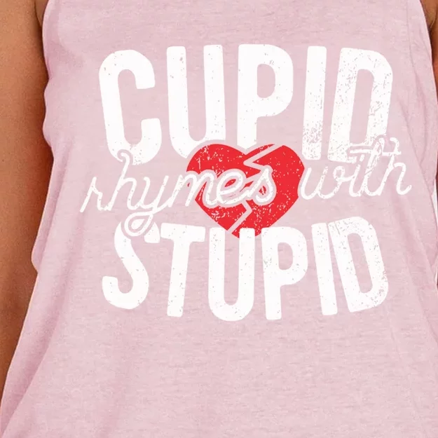 Cupid Rhymes With Stupid Meaningful Gift Anti Valentine's Day Gift Women's Knotted Racerback Tank