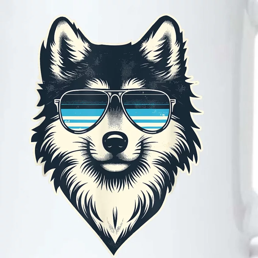 Cool Retro Wolf In Sunglasses 70s 80s 90s Novelty Funny Wolf Black Color Changing Mug