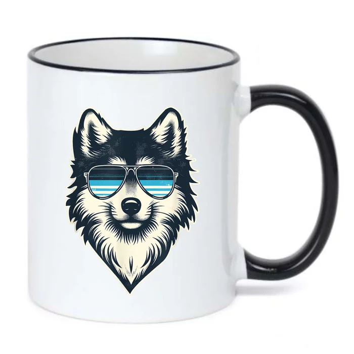 Cool Retro Wolf In Sunglasses 70s 80s 90s Novelty Funny Wolf Black Color Changing Mug