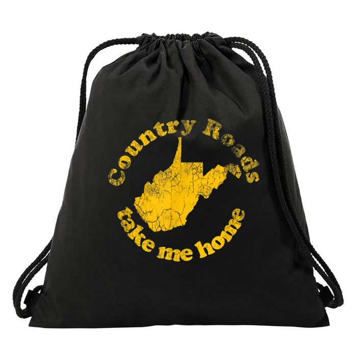 Country Roads West Virginia Take Me Home Drawstring Bag