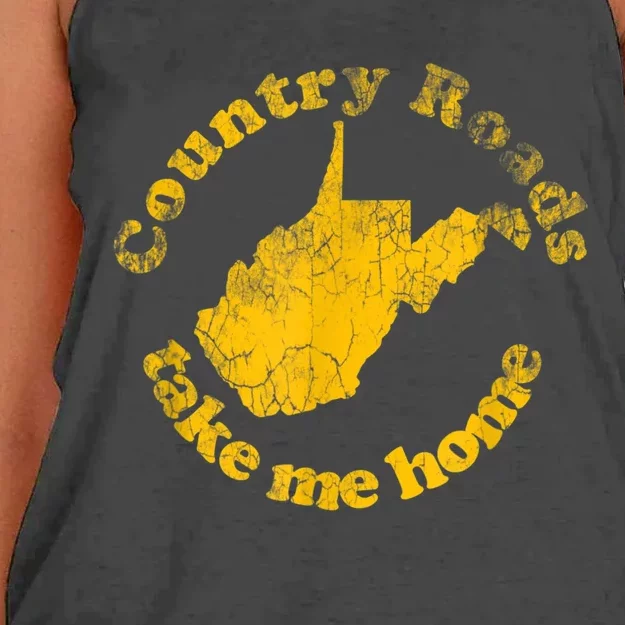 Country Roads West Virginia Take Me Home Women's Knotted Racerback Tank