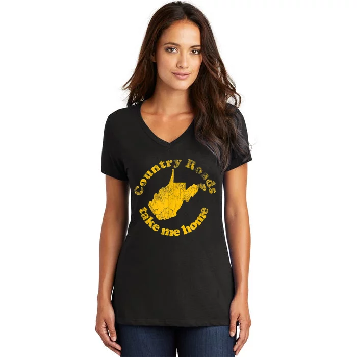 Country Roads West Virginia Take Me Home Women's V-Neck T-Shirt