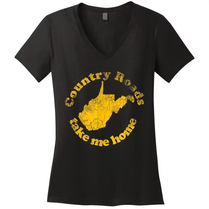 Country Roads West Virginia Take Me Home Women's V-Neck T-Shirt