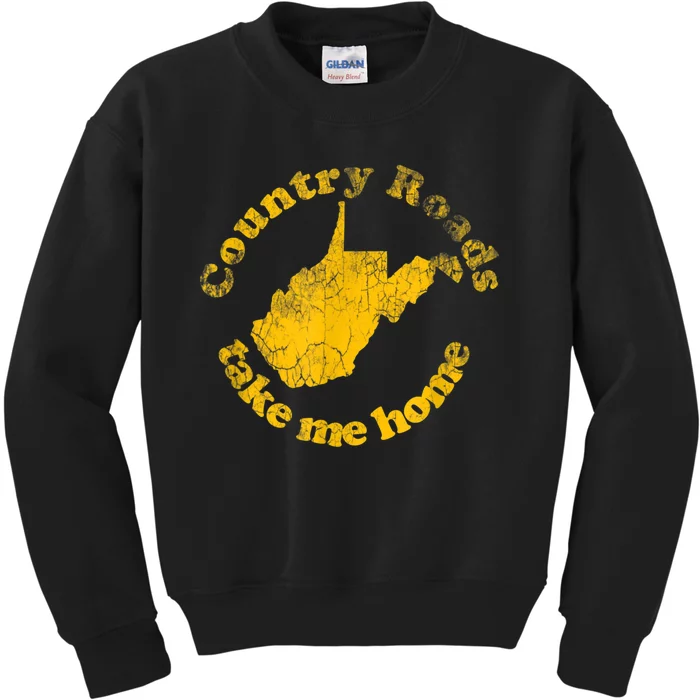 Country Roads West Virginia Take Me Home Kids Sweatshirt