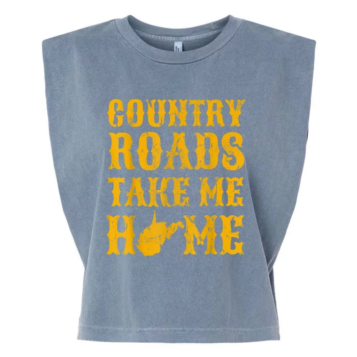 Country Roads West Virginia Take Me Home WV Map Vintage Garment-Dyed Women's Muscle Tee