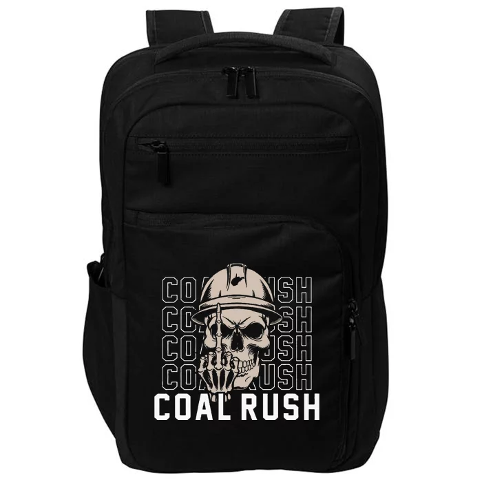 Coal Rush West Virginia Skull Coal Miner Hard Hat Impact Tech Backpack