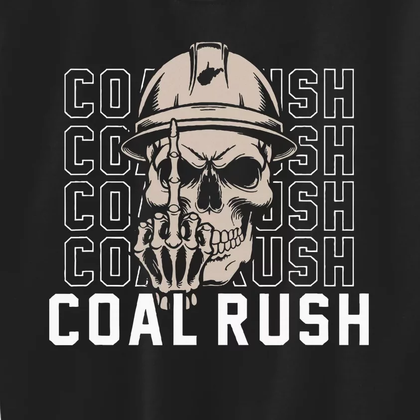 Coal Rush West Virginia Skull Coal Miner Hard Hat Kids Sweatshirt