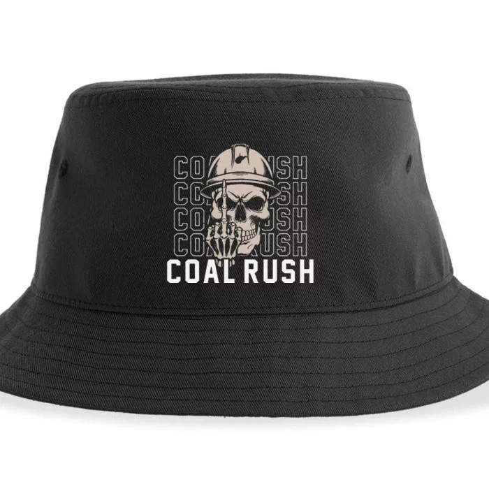 Coal Rush West Virginia Skull Coal Miner Hard Hat Sustainable Bucket Hat