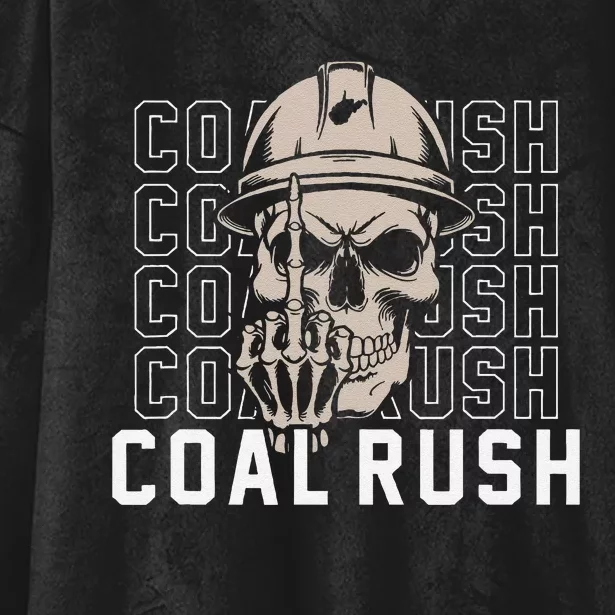 Coal Rush West Virginia Skull Coal Miner Hard Hat Hooded Wearable Blanket