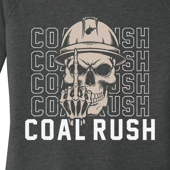 Coal Rush West Virginia Skull Coal Miner Hard Hat Women's Perfect Tri Tunic Long Sleeve Shirt