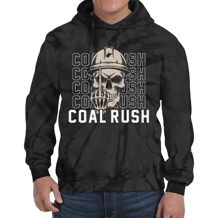 Coal Rush West Virginia Skull Coal Miner Hard Hat Tie Dye Hoodie