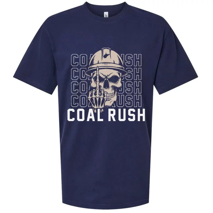 Coal Rush West Virginia Skull Coal Miner Hard Hat Sueded Cloud Jersey T-Shirt