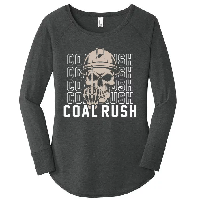 Coal Rush West Virginia Skull Coal Miner Hard Hat Women's Perfect Tri Tunic Long Sleeve Shirt