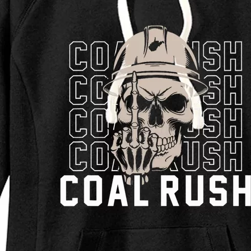 Coal Rush West Virginia Skull Coal Miner Hard Hat Women's Fleece Hoodie