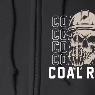 Coal Rush West Virginia Skull Coal Miner Hard Hat Full Zip Hoodie