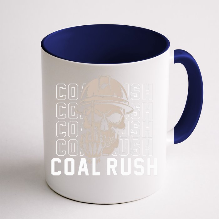 Coal Rush West Virginia Skull Coal Miner Hard Hat Front & Back Coffee Mug