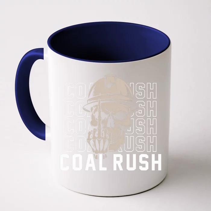 Coal Rush West Virginia Skull Coal Miner Hard Hat Front & Back Coffee Mug