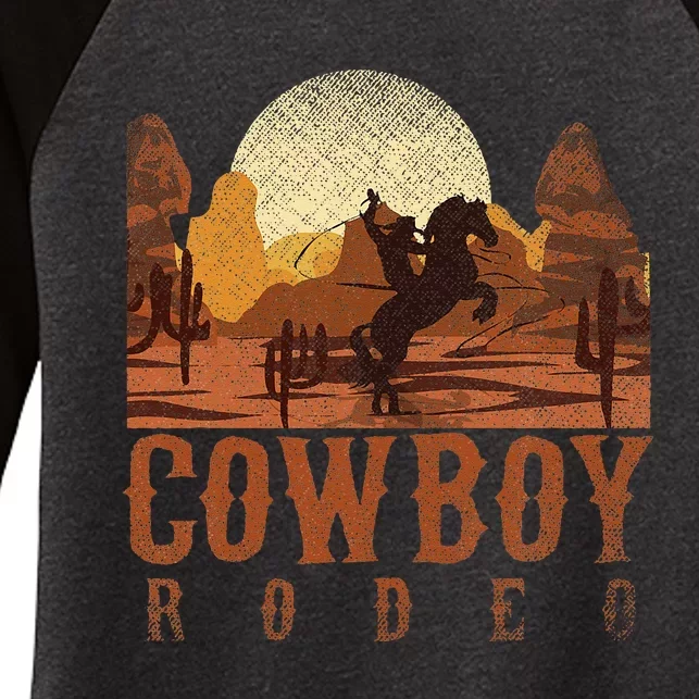 Cowboy Rodeo Western Texan Gift Horseback Riding Cowboy Women's Tri-Blend 3/4-Sleeve Raglan Shirt