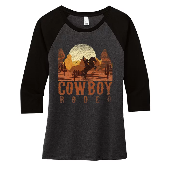 Cowboy Rodeo Western Texan Gift Horseback Riding Cowboy Women's Tri-Blend 3/4-Sleeve Raglan Shirt