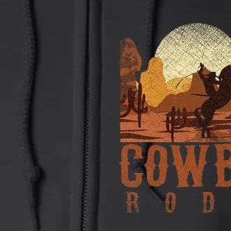 Cowboy Rodeo Western Texan Gift Horseback Riding Cowboy Full Zip Hoodie