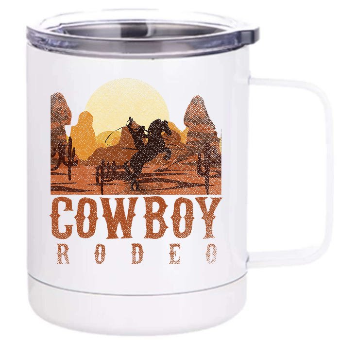 Cowboy Rodeo Western Texan Gift Horseback Riding Cowboy Front & Back 12oz Stainless Steel Tumbler Cup