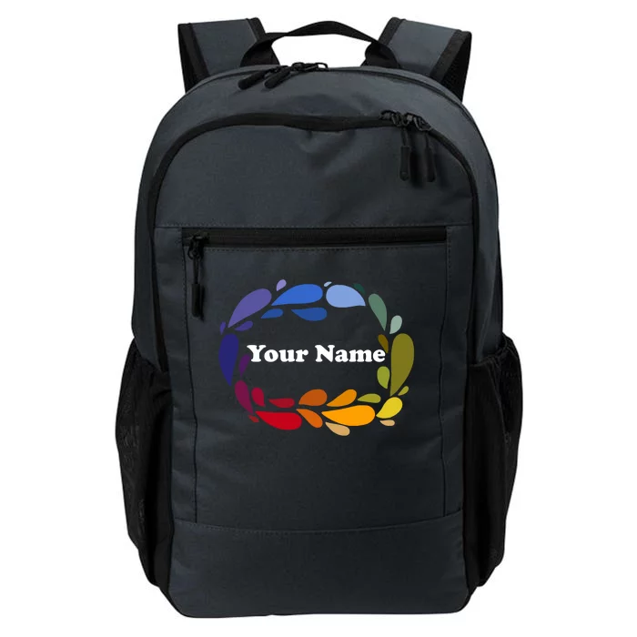 Colorful Rainbow Wreath Custom Name Plate Daily Commute Backpack