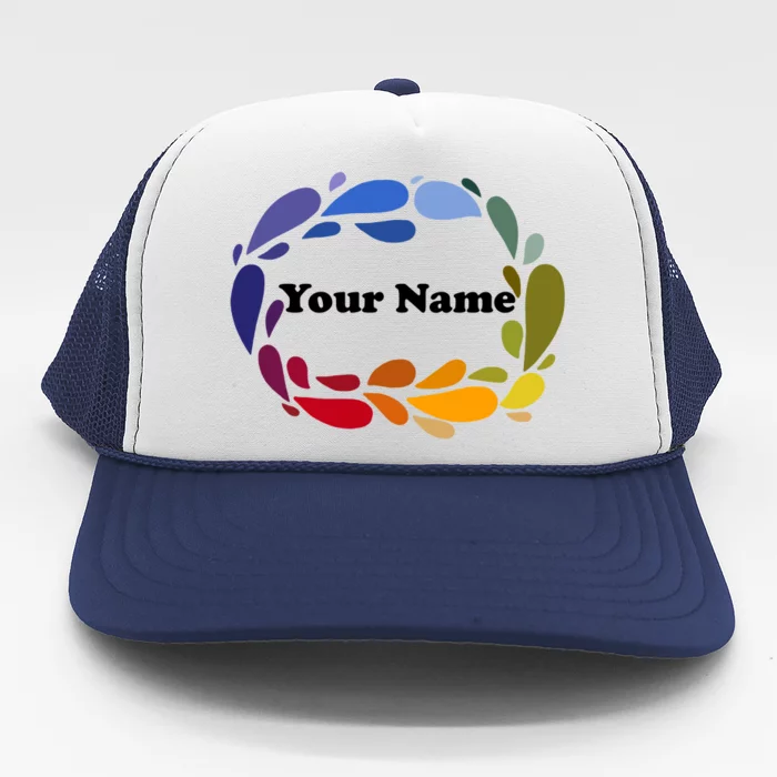 Colorful Rainbow Wreath Custom Name Plate Trucker Hat