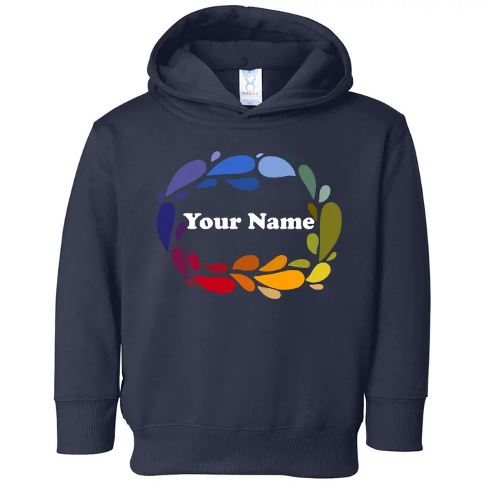 Colorful Rainbow Wreath Custom Name Plate Toddler Hoodie