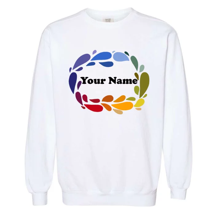 Colorful Rainbow Wreath Custom Name Plate Garment-Dyed Sweatshirt