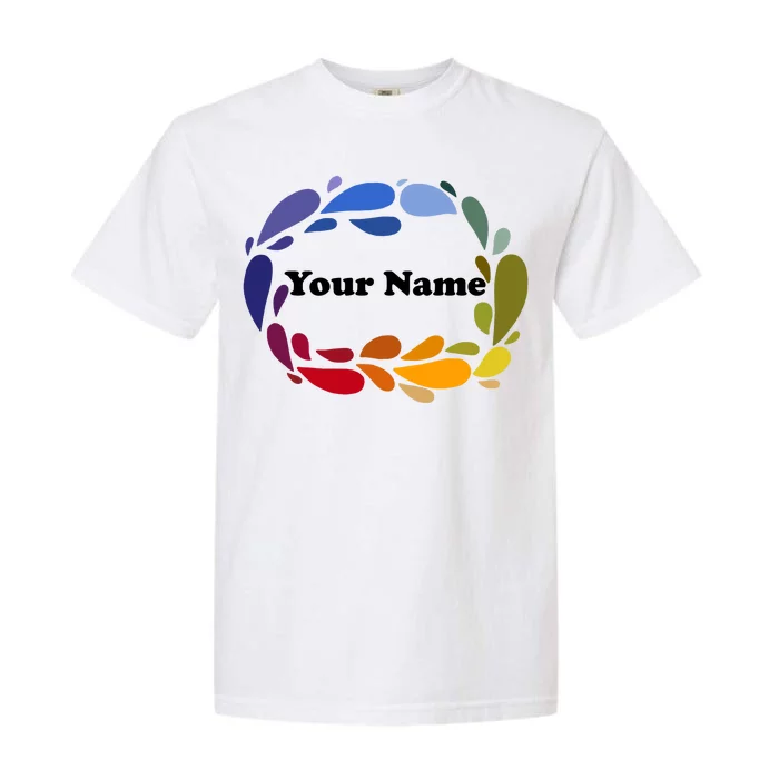 Colorful Rainbow Wreath Custom Name Plate Garment-Dyed Heavyweight T-Shirt