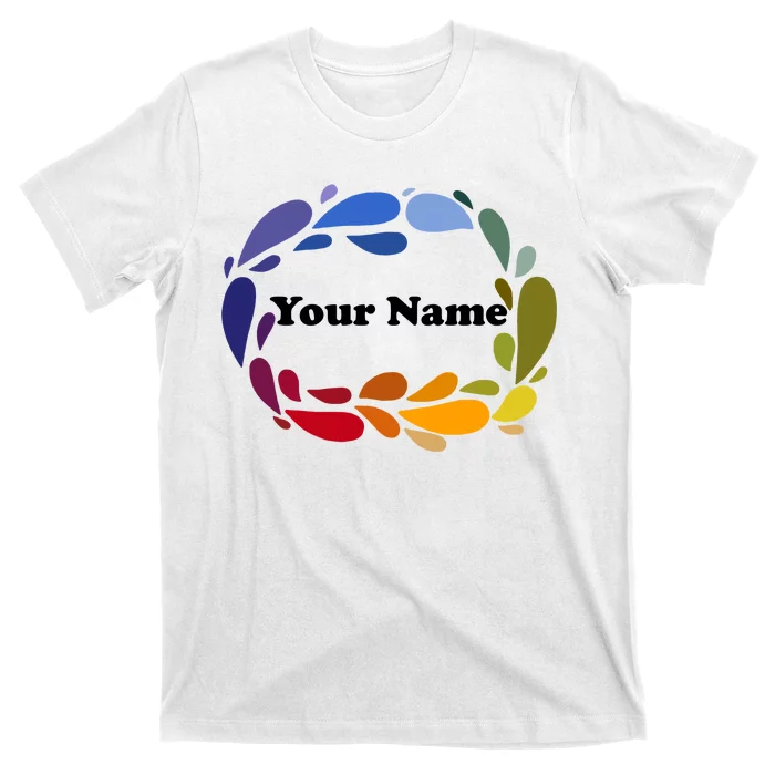 Colorful Rainbow Wreath Custom Name Plate T-Shirt