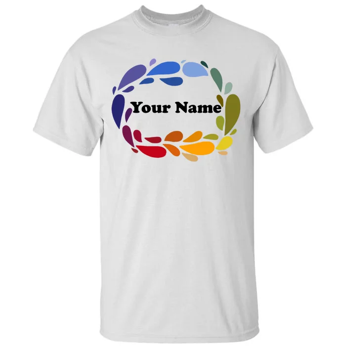 Colorful Rainbow Wreath Custom Name Plate Tall T-Shirt