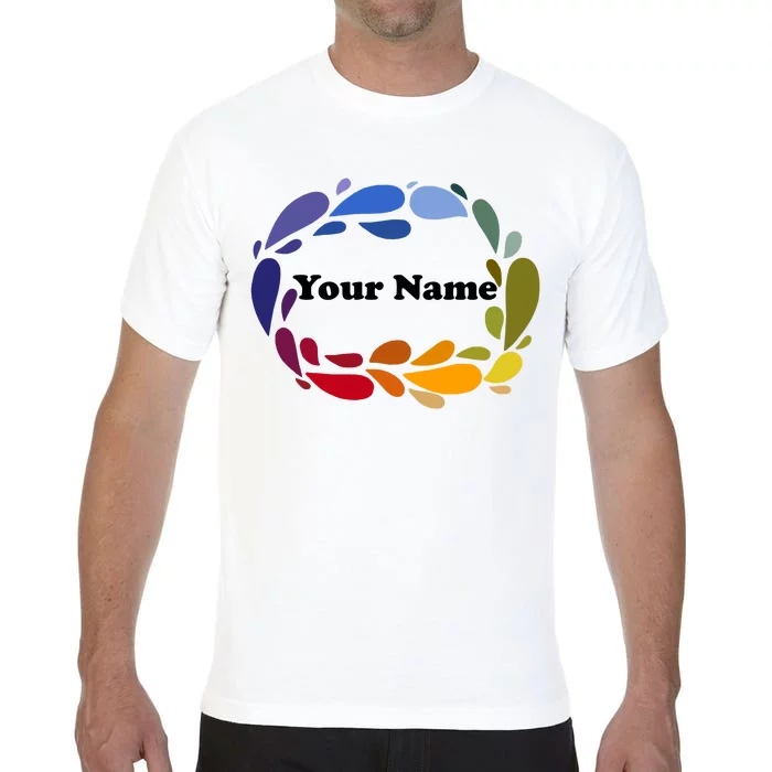 Colorful Rainbow Wreath Custom Name Plate Comfort Colors T-Shirt