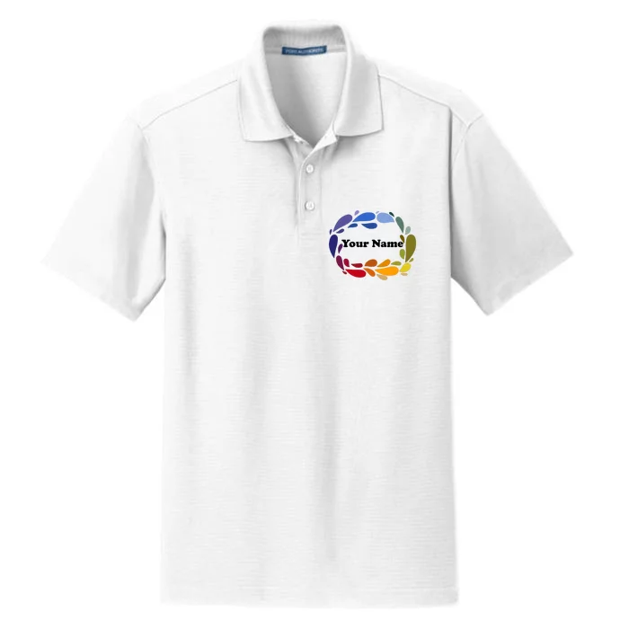 Colorful Rainbow Wreath Custom Name Plate Dry Zone Grid Performance Polo