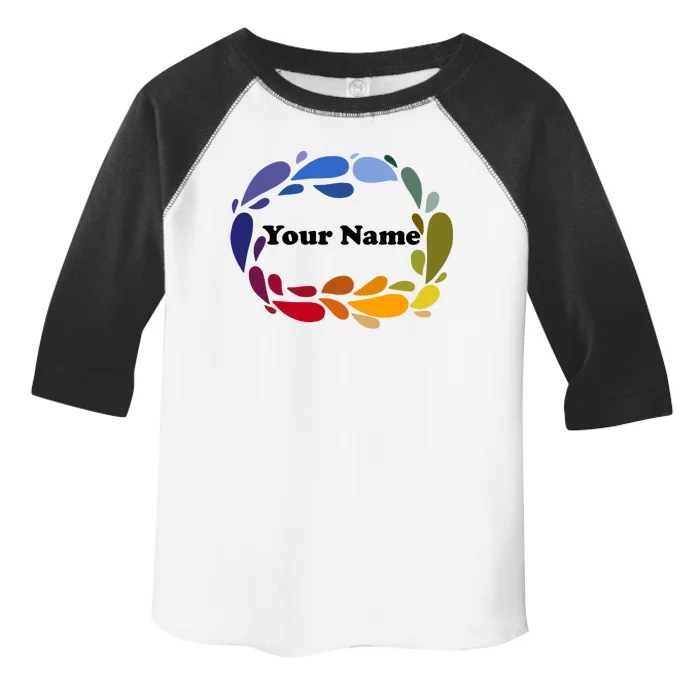 Colorful Rainbow Wreath Custom Name Plate Toddler Fine Jersey T-Shirt