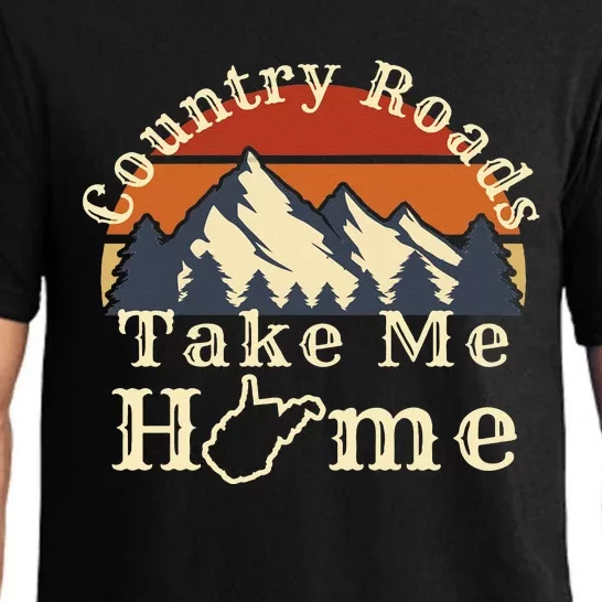 Country Roads West Virginia Take Me Home WV Map Mountains Pajama Set