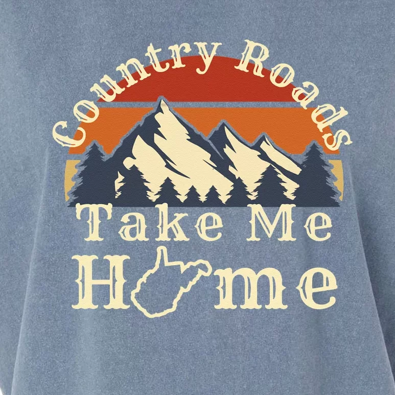 Country Roads West Virginia Take Me Home WV Map Mountains Garment-Dyed Women's Muscle Tee