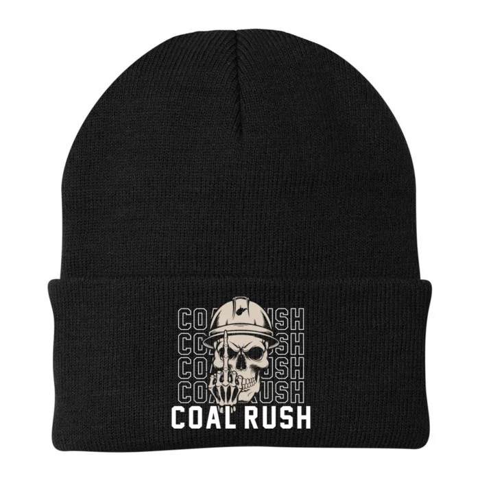 Coal Rush West Virginia Skull Coal Miner Hard Hat Knit Cap Winter Beanie