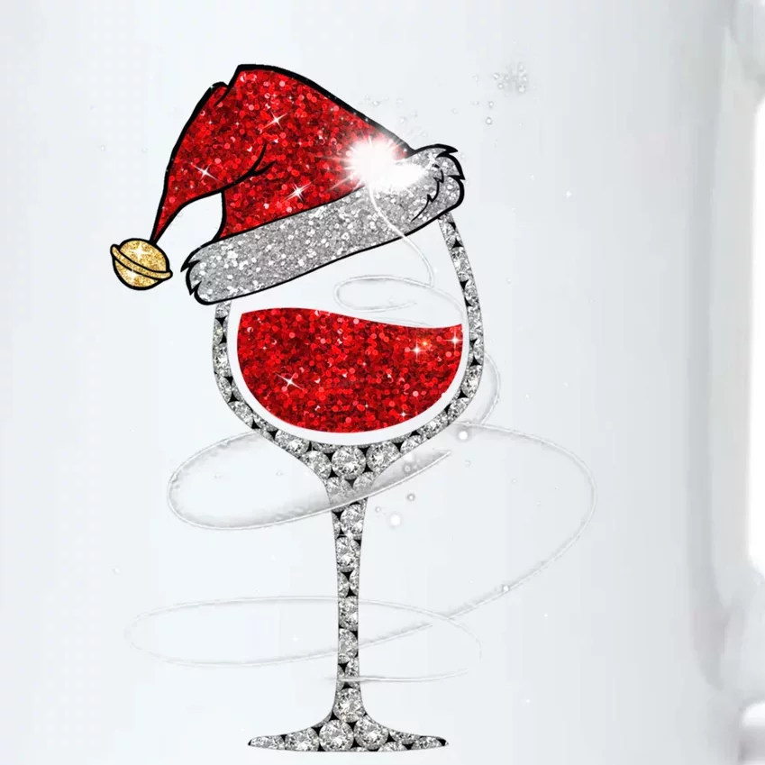 Christmas Red Wine Glass Santa Hat For Funny Xmas Great Gift Black Color Changing Mug