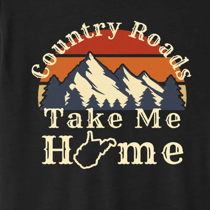 Country Roads West Virginia Take Me Home WV Map Mountains ChromaSoft Performance T-Shirt