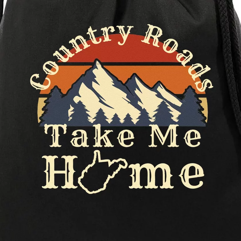 Country Roads West Virginia Take Me Home WV Map Mountains Drawstring Bag