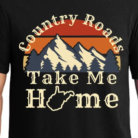 Country Roads West Virginia Take Me Home WV Map Mountains Pajama Set