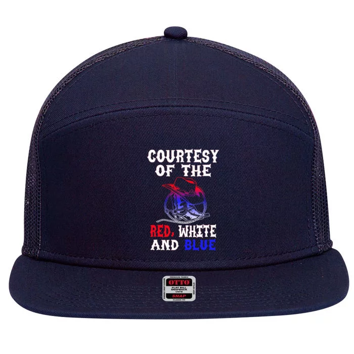 Courtesy Red White And Blue 7 Panel Mesh Trucker Snapback Hat