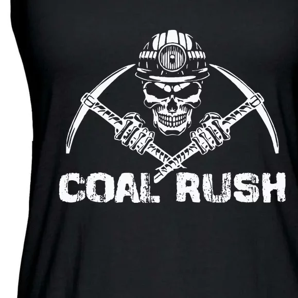 Coal Rush Wv With Skeleton Skull Miner Hard Hat Ladies Essential Flowy Tank