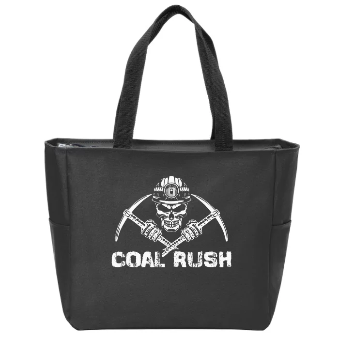 Coal Rush Wv With Skeleton Skull Miner Hard Hat Zip Tote Bag