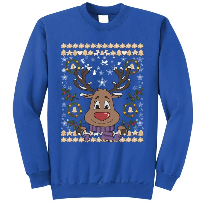 Cute Reindeer Xmas Deer Retro Matching Family Ugly Christmas Gift Tall Sweatshirt