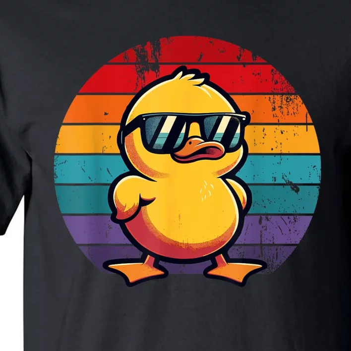 Cool Retro Yellow Duck In Sunglasses 70s 80s 90s Funny Duck Tall T-Shirt