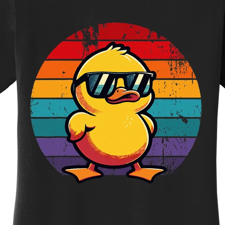 Cool Retro Yellow Duck In Sunglasses 70s 80s 90s Women's T-Shirt